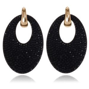 Ovale dames oorbellen Cilla Jewels Zwart Goudkleurig