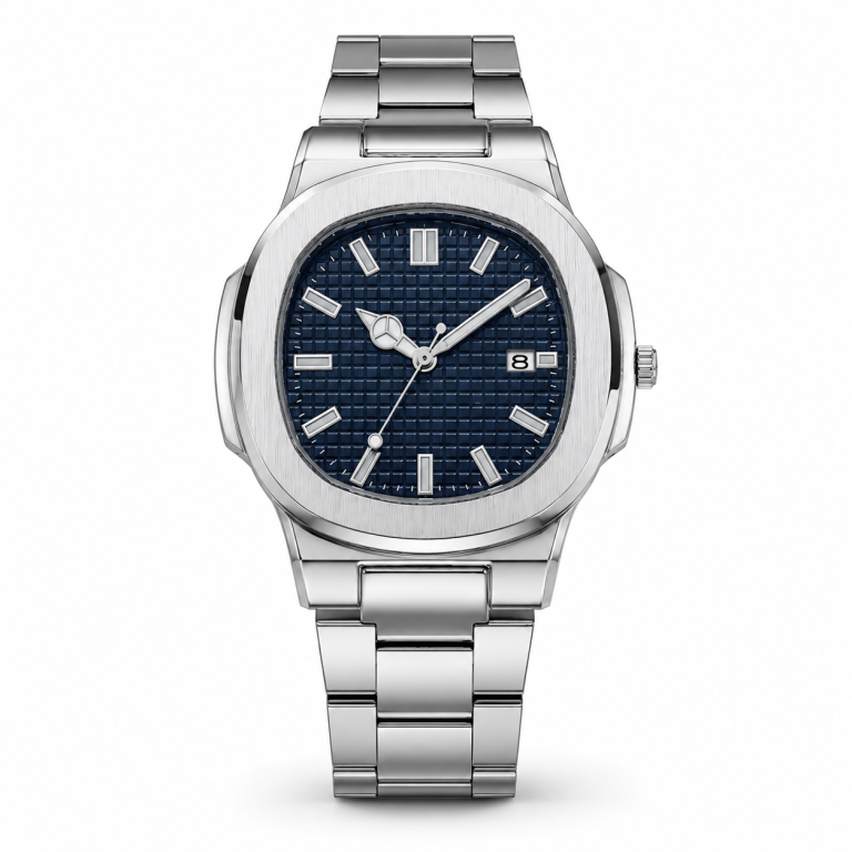 Oxford Zilverkleurig Metalen Herenhorloge met Blauwe Wijzerplaat