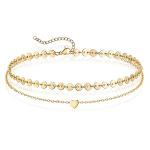 Pailetten Enkelband Heart – Goudkleurig