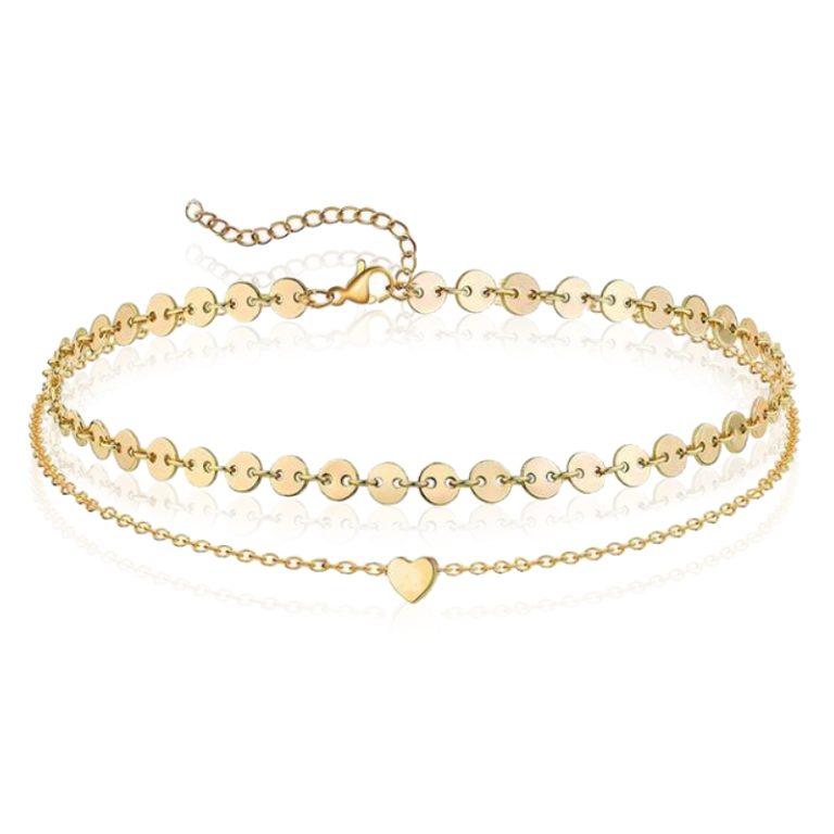 Pailetten Enkelband Heart – Goudkleurig