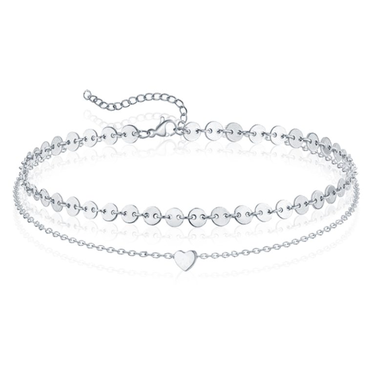 Pailetten Enkelband Heart – Zilver
