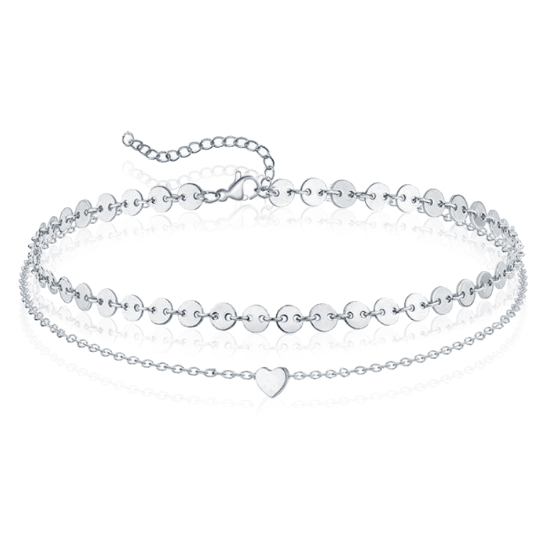 Pailetten Enkelband Heart – Zilver