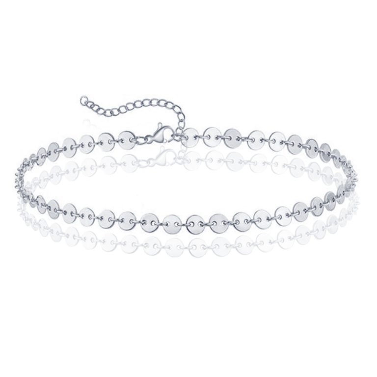 Pailetten Enkelband Solo – Zilver