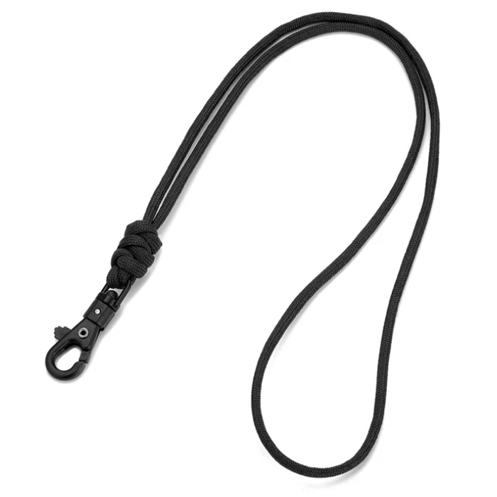Paracord Telefoonkoord Sleutelkoord Zwart met Musketon