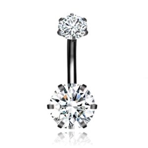 Piercing met 6-kant Zirkonia – Hexagon Gunmetal