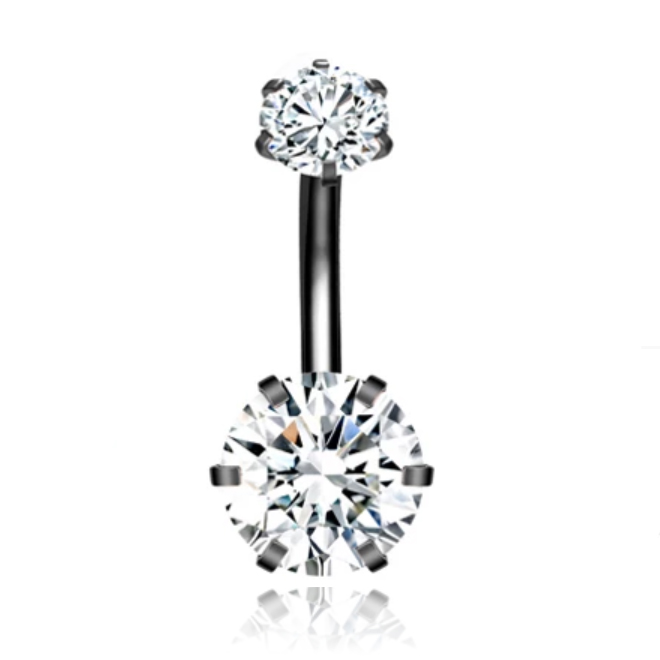 Piercing met 6-kant Zirkonia – Hexagon Gunmetal