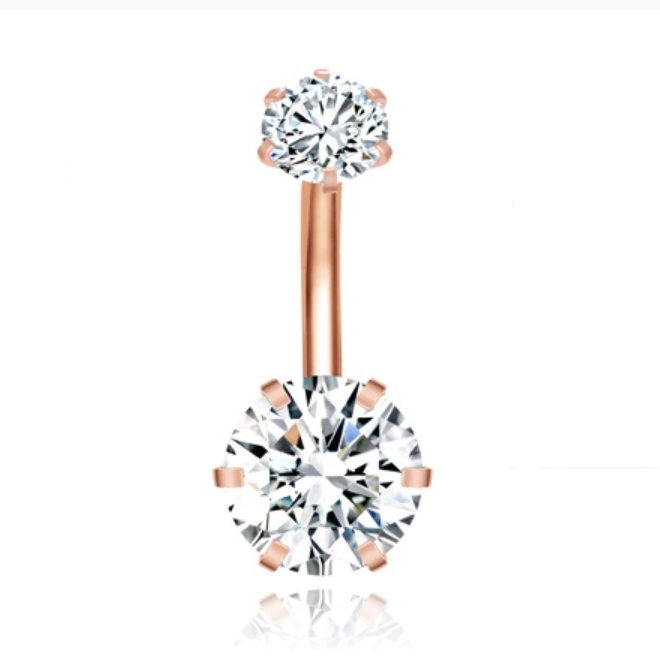Piercing met 6-kant Zirkonia – Hexagon Rosegoudkleurig