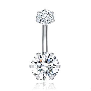 Piercing met 6-kant Zirkonia – Hexagon Zilver