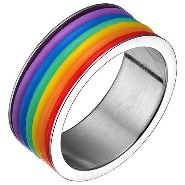 Regenboog heren ring edelstaal Rubber 9mm-18mm