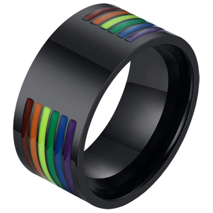 Regenboog heren ring Edelstaal Zwart-18mm