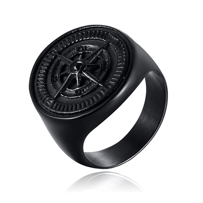 Ring voor Mannen van Mendes Jewelry – Compas Black-19mm