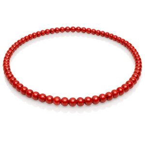 Rode houten kralen ketting 90cm