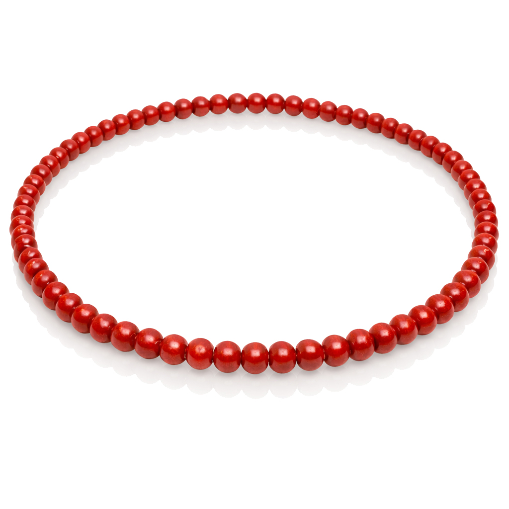 Rode houten kralen ketting 90cm