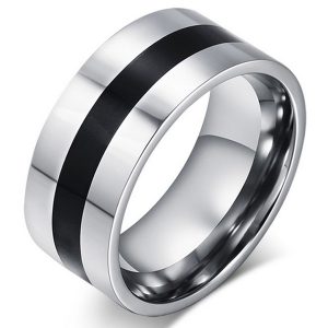 RVS heren ring Black Line 9mm-19mm