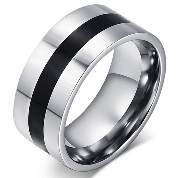 RVS heren ring Black Line 9mm-19mm