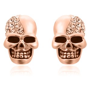 Skull Stud oorbellen Edelstaal Kristal Rosegoudkleurig