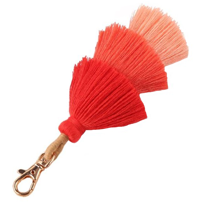 Sleutelhanger Boho Handgemaakt met Kwastjes van Katoen Rood