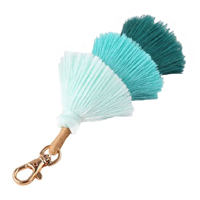 Sleutelhanger Boho Handgemaakt met Kwastjes van Katoen Turquoise