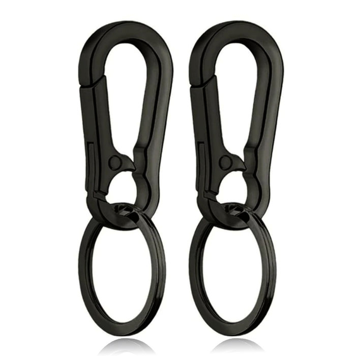 Sleutelhanger Gunmetal Karabijnhaak – Set van 2 stuks