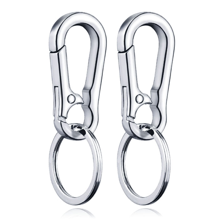 Sleutelhanger Zilveren Karabijnhaak – Set van 2 stuks