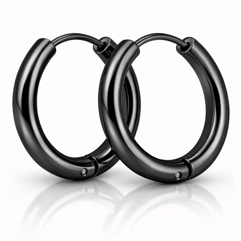 Smalle edelstaal oorringen Zwart-20mm
