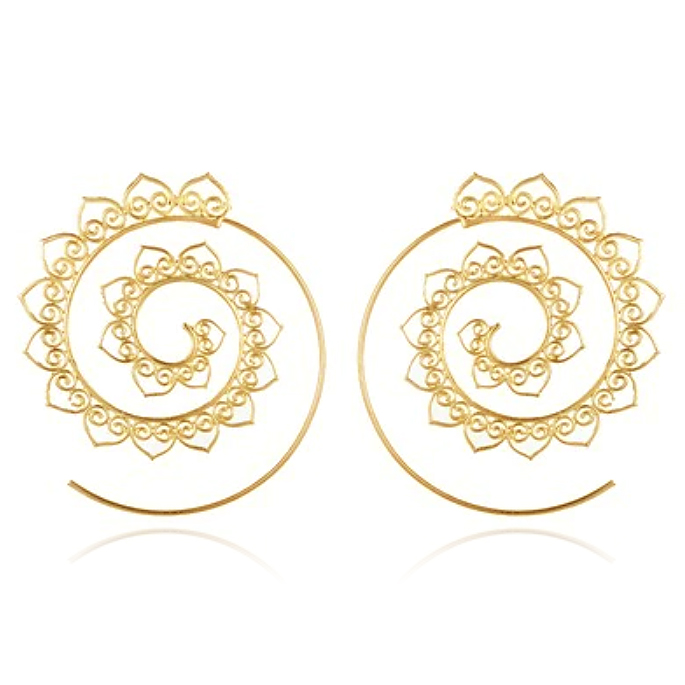 Spiraal Oorstekers Rond Dames Goudkleurig