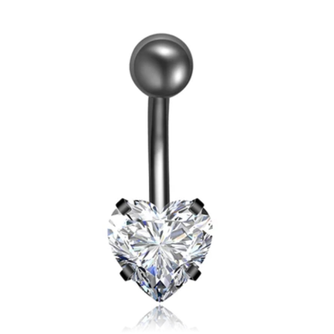 Stalen Piercing voor Navel – Heart Gunmetal