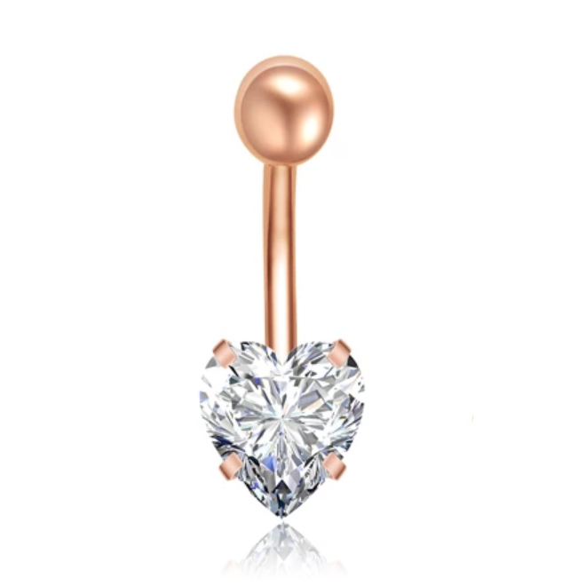 Stalen Piercing voor Navel – Heart Rose Goudkleurig