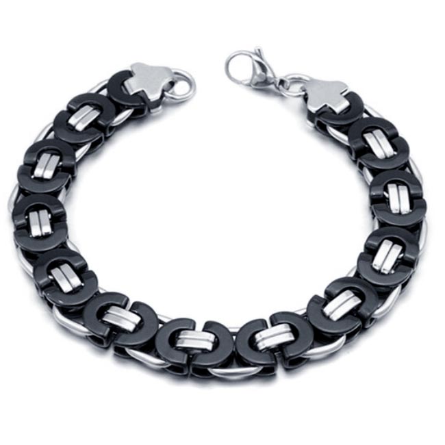 Stalen heren armband Mendes Koningsschakel Zwart – 23cm