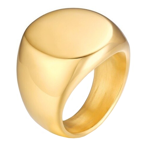 Stalen heren ring Mendes Ronde Zegel Goudkleurig-18mm
