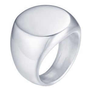 Stalen heren ring Mendes Ronde Zegel Zilverkleurig-19mm