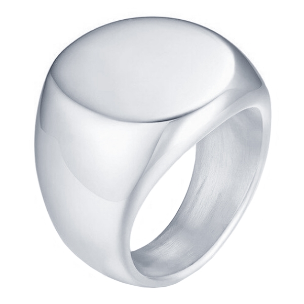 Stalen heren ring Mendes Ronde Zegel Zilverkleurig-19mm
