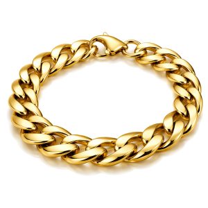 Stalen heren armband LGT JWLS Gourmet schakel Goudkleurig 11mm-18cm