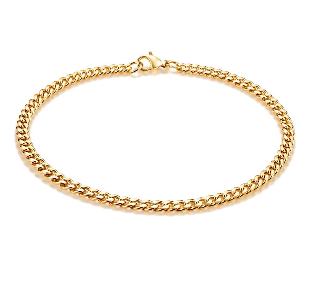 Stalen heren armband LGT JWLS Gourmet schakel Goudkleurig 3mm-18cm