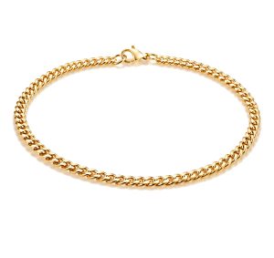 Stalen heren armband LGT JWLS Gourmet schakel Goudkleurig 3mm-18cm