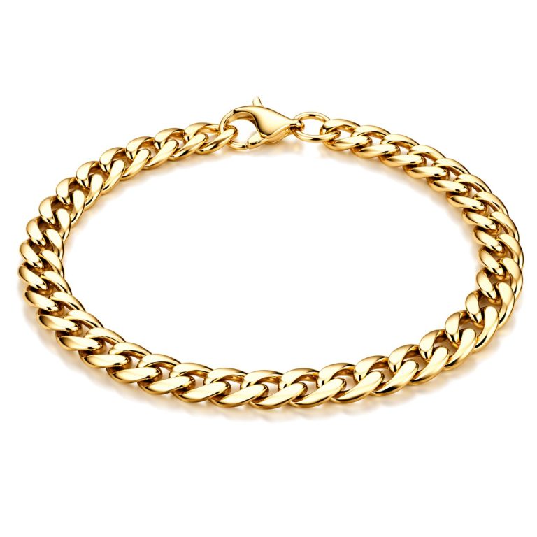 Stalen heren armband LGT JWLS Gourmet schakel Goudkleurig 5mm-21cm