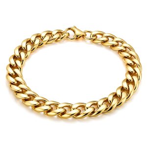 Stalen heren armband LGT JWLS Gourmet schakel Goudkleurig 7mm-21cm