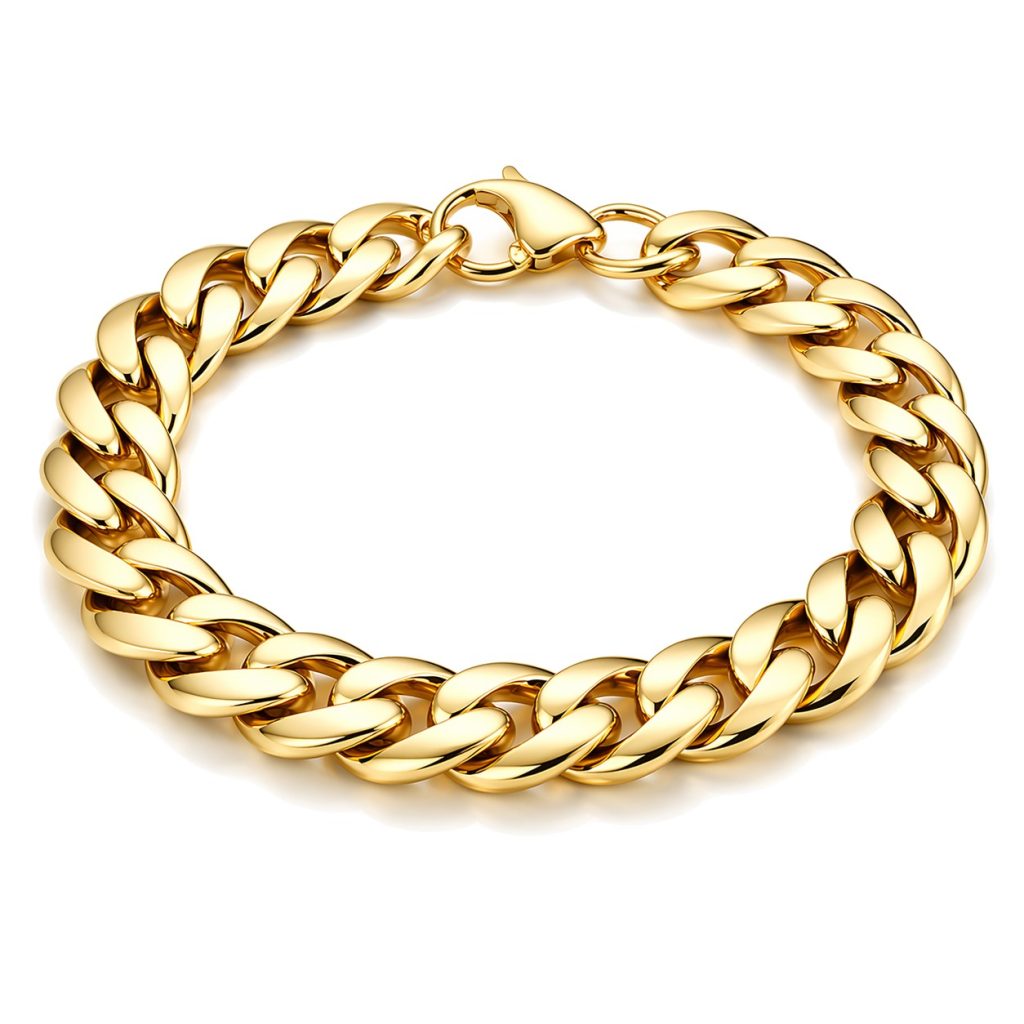 Stalen heren armband LGT JWLS Gourmet schakel Goudkleurig 9mm-23cm