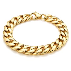 Stalen heren armband LGT JWLS Gourmet schakel Goudkleurig 9mm-23cm