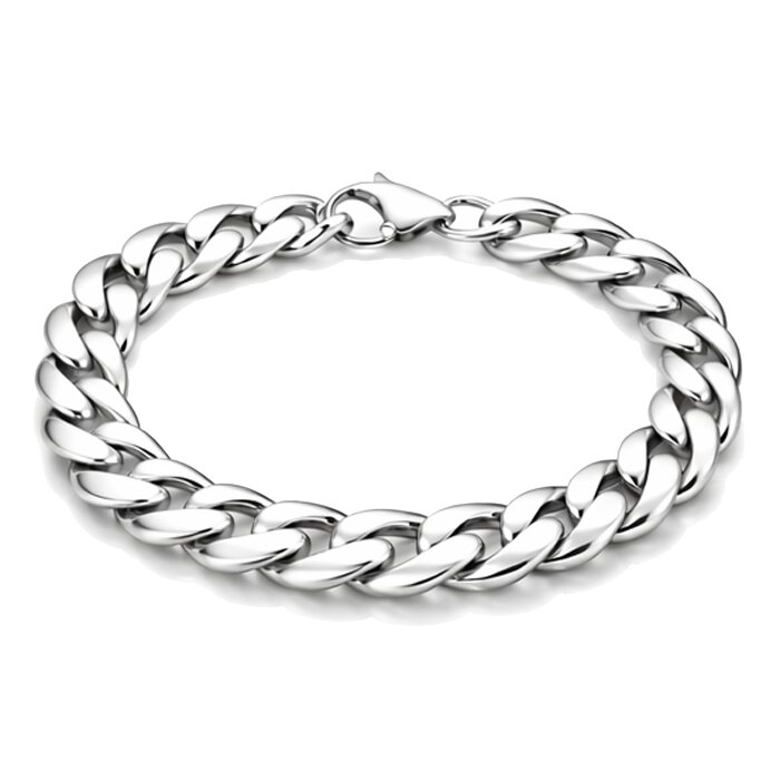 Stalen heren armband LGT JWLS Gourmet schakel Zilverkleurig 9mm-23cm