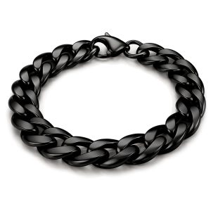 Stalen heren armband LGT JWLS Gourmet schakel Zwart 11mm-18cm