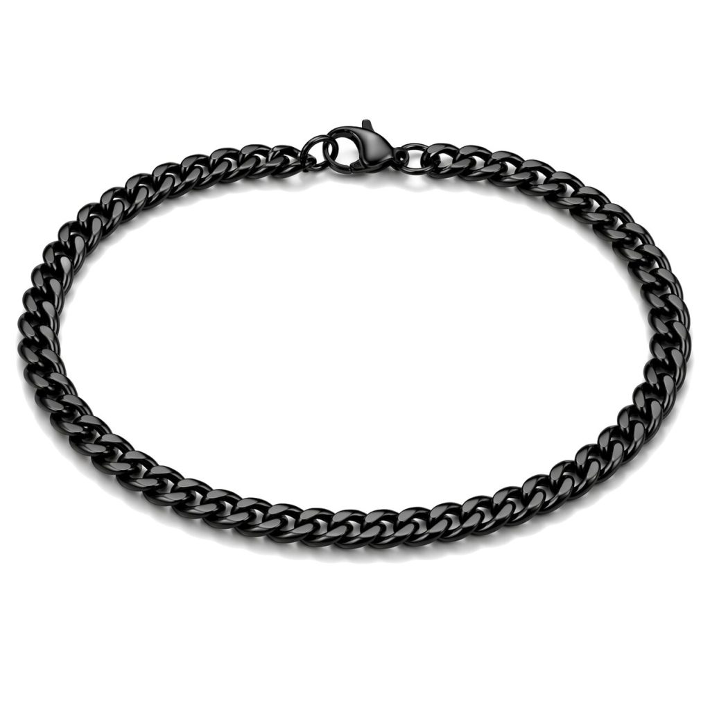 Stalen heren armband LGT JWLS Gourmet schakel Zwart 3mm-21cm