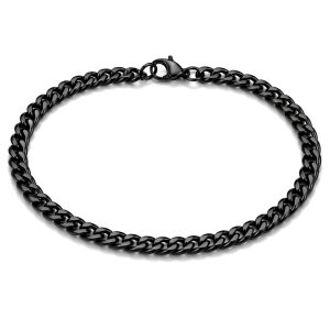 Stalen heren armband LGT JWLS Gourmet schakel Zwart 3mm-21cm