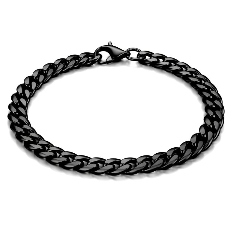 Stalen heren armband LGT JWLS Gourmet schakel Zwart 5mm-23cm
