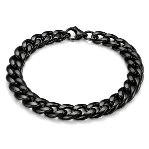 Stalen heren armband LGT JWLS Gourmet schakel Zwart 7mm-23cm