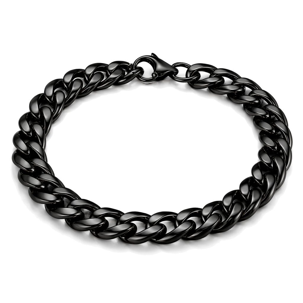 Stalen heren armband LGT JWLS Gourmet schakel Zwart 7mm-19cm