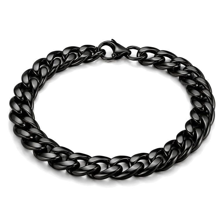 Stalen heren armband LGT JWLS Gourmet schakel Zwart 7mm-21cm