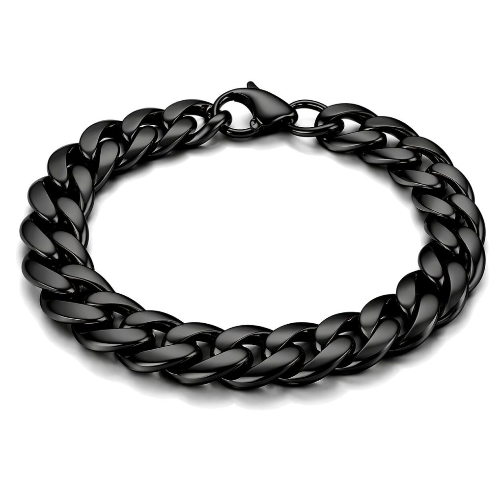 Stalen heren armband LGT JWLS Gourmet schakel Zwart 9mm-18cm