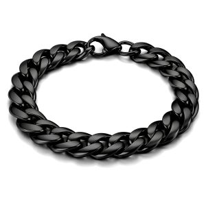 Stalen heren armband LGT JWLS Gourmet schakel Zwart 9mm-18cm