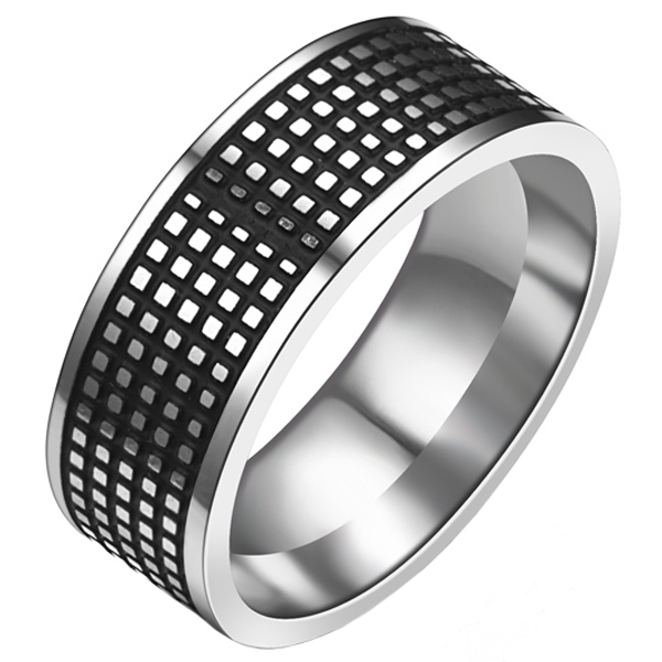 Stalen mannen ring Grid 8mm-21mm
